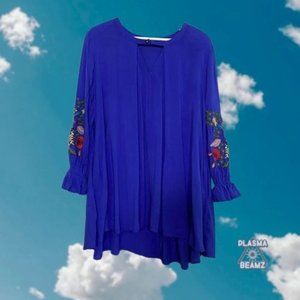 Jodifl Embroidered Blue Flutter Blouse S